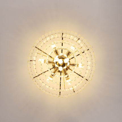 BX1- Gold Crystal Chandeliers,5-Tier Round Semi Flush Mount Chandelier Light Fixture,Large Contemporary Luxury Ceiling Lighting for Living Room Dining Room Bedroom Hallway - Likeshoppe 