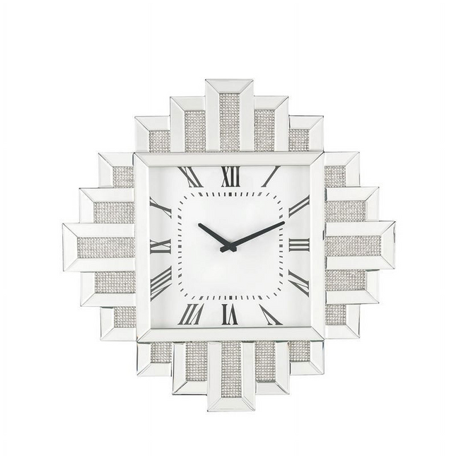 CG6- Lavina Wall Clock in Mirrored & Faux Diamonds - Likeshoppe 