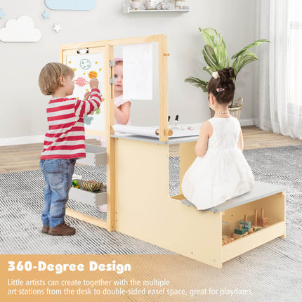 BM2- Kids Art Center Wooden Table Bench Set - Likeshoppe 