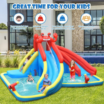 BC18- Inflatable Water Slide Crab Dual Slide Bounce House Without Blower - Likeshoppe 