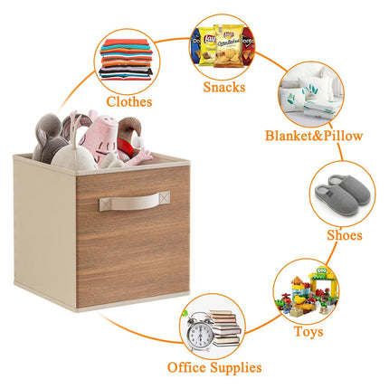 Fabric Storage Cubes with Handle, Foldable  Cube Storage Bins, 6 Pack Storage Baskets for Shelves, Storage Boxes for Organizing Closet Bins, Wood Grain - Likeshoppe 