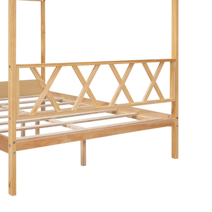 AS27- Full Size Wood House Bed with Storage Space - Likeshoppe 