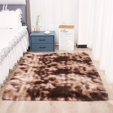AR6- 1pc, High Pile Tie-Dyed Shaggy Rug for Living Room and Bedroom - Fire Retardant, Machine Washable, Anti-Skid, Faux Fur, Plush Carpet - Perfect for Nursery Decor