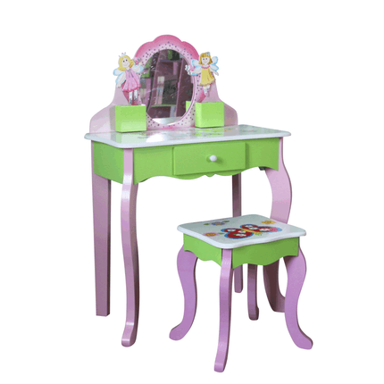 AY4- Kids Funnel Layla Girls Flower Vanity Set with Stool - Likeshoppe 
