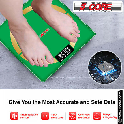 BT2- 5 Core Bathroom Scale for Body Weight • Digital Scale with Smart Accurate App sync w Bluetooth • 13 Body Composition Analyzer • Battery Operated Health and Fitness Accessory • 400 lbs - BBS 03 B SG - Likeshoppe 