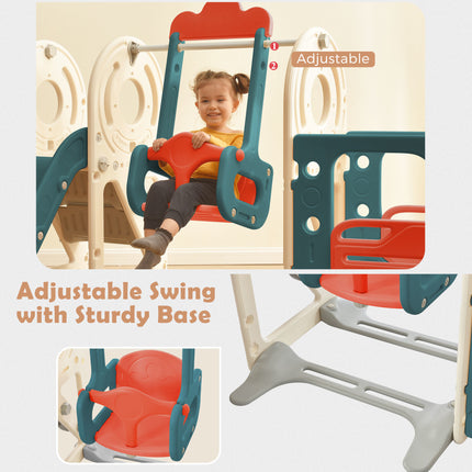 BB22- Kids Swing-N-Slide with Bus Play Structure; Freestanding Bus Toy with Slide&Swing for Toddlers; Bus Slide Set with Basketball Hoop - Likeshoppe 