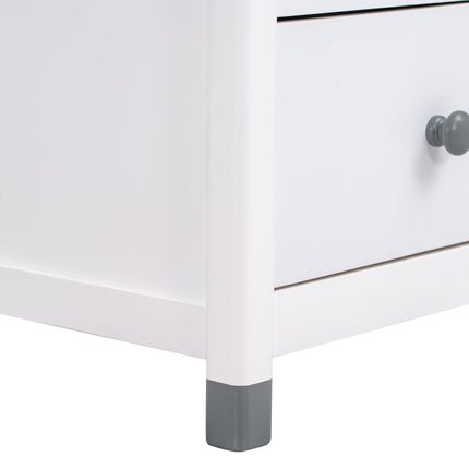 AW4- Wooden Nightstand with Two Drawers for Kids,End Table for Bedroom,White+Gray - Likeshoppe 