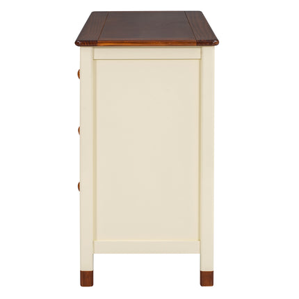 AU10- Wooden Storage Dresser with 6 Drawers,Storage Cabinet for kids Bedroom,Cream+Walnut - Likeshoppe 