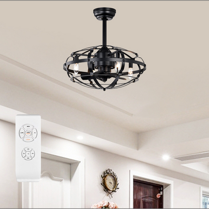 BU17- Hot Sell Industrial Ceiling Fan Light Kit for Living Room Bedroom Kitchen and Bladeless Caged Ceiling Fan with Lights - Likeshoppe 
