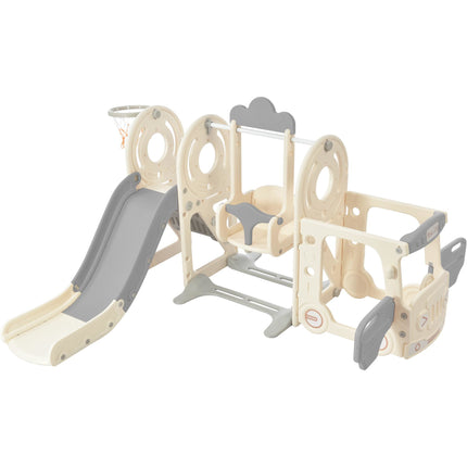 BB22- Kids Swing-N-Slide with Bus Play Structure; Freestanding Bus Toy with Slide&Swing for Toddlers; Bus Slide Set with Basketball Hoop - Likeshoppe 