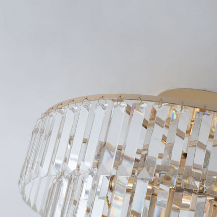 BX1- Gold Crystal Chandeliers,5-Tier Round Semi Flush Mount Chandelier Light Fixture,Large Contemporary Luxury Ceiling Lighting for Living Room Dining Room Bedroom Hallway - Likeshoppe 