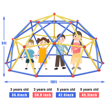 BB12- Kids Climbing Dome Jungle Gym - 10 ft Geometric Playground Dome Climber Play Center with Rust & UV Resistant Steel, Supporting 1000 LBS - Likeshoppe 