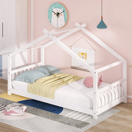 AS10- Twin Size House Bed Wood Bed - Likeshoppe 