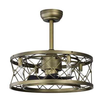 BU12- Small Low profile Enclosed Modern Revrersible Bladeless Ceiling Fan with Lights 20'' Caged Ceiling Fan with Light for bedroom - Likeshoppe 