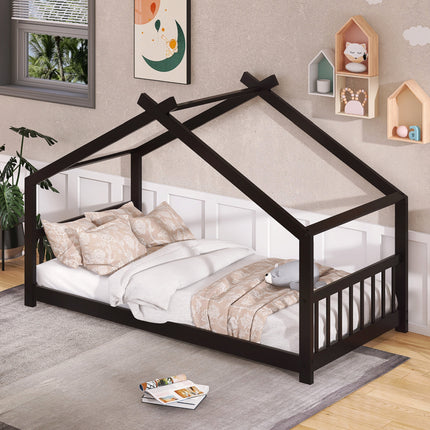 AS10- Twin Size House Bed Wood Bed - Likeshoppe 