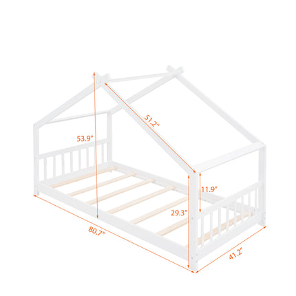 AS10- Twin Size House Bed Wood Bed - Likeshoppe 