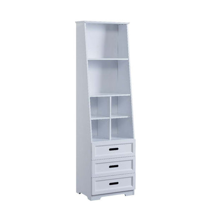 AT17- Kids Funnel White Bookcase Book Shelf Storage Unit with Book Display/Organizer Drawers - Classic White Color - Likeshoppe 
