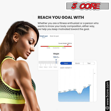 BT2- 5 Core Bathroom Scale for Body Weight • Digital Scale with Smart Accurate App sync w Bluetooth • 13 Body Composition Analyzer • Battery Operated Health and Fitness Accessory • 400 lbs - BBS 03 B SG - Likeshoppe 