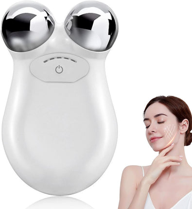 CE2- Microcurrent-Facial-Device, Microcurrent Face Massager Roller for Skin Care, Facial Massager Face Rollers for Women & Men, Glossy White - Likeshoppe 