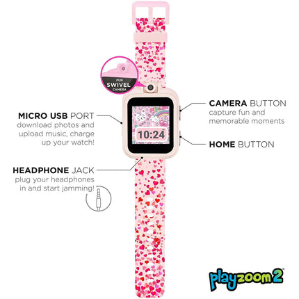 CB11- PlayZoom 2 Kids Girls Smartwatch - Pink Hearts - Likeshoppe 