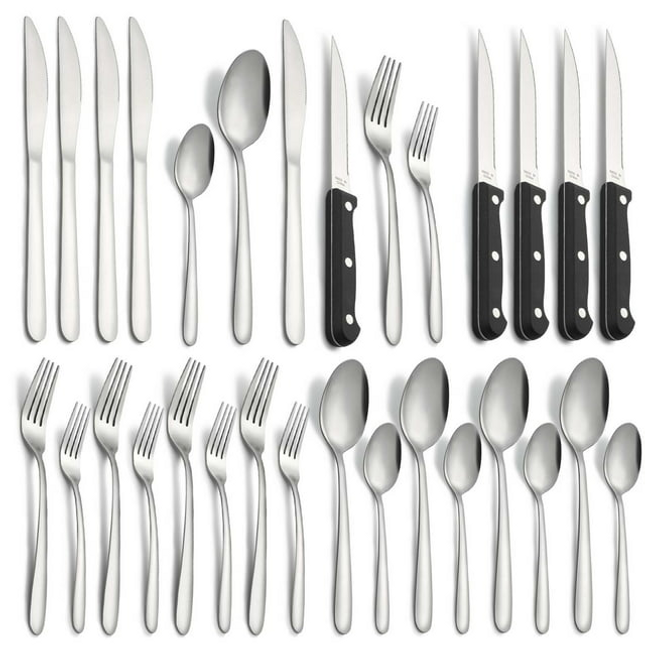 BP10- Bestdin 24 Pieces Silverware Set, Flatware Sets with Steak Knives Service for 4, Premium Stainless Steel Mirror Polished Cutlery Utensil Set, Durable Home Kitchen Eating Tableware Set, Dishwasher Safe - Likeshoppe 