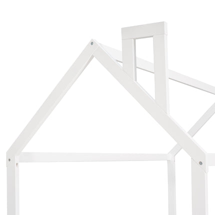 AS24- (Slats are not included) Twin Size Wood Bed House Bed Frame with Fence;  for Kids;  Teens;  Girls;  Boys - Likeshoppe 