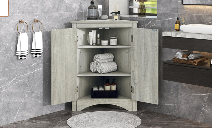 AM4- Triangle Bathroom Storage Cabinet with Adjustable Shelves;  Freestanding Floor Cabinet for Home Kitchen