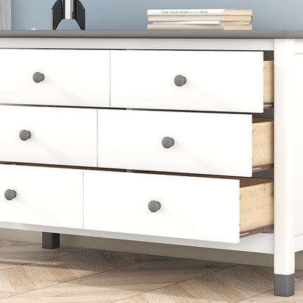 AU9- Wooden Storage Dresser with 6 Drawers,Storage Cabinet for kids Bedroom,White+Gray - Likeshoppe 