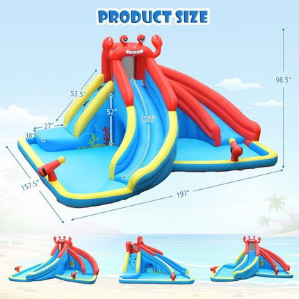 BC18- Inflatable Water Slide Crab Dual Slide Bounce House Without Blower - Likeshoppe 