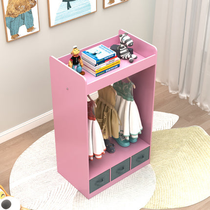 AX3- Kids Costume Organizer, Costume Rack, Kids Armoire, Open Hanging Armoire Closet with Mirror-PINK - Likeshoppe 