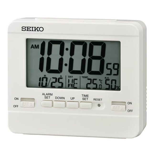 CH16- Seiko 4 in Everything Digital Alarm Clock, White, QHL086WLH - Likeshoppe 