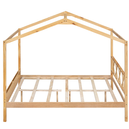 AS27- Full Size Wood House Bed with Storage Space - Likeshoppe 