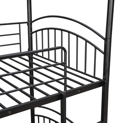AS18-Twin Over Twin Metal Bunk Bed With Slide; Kids House Bed - Likeshoppe 