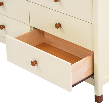 AU10- Wooden Storage Dresser with 6 Drawers,Storage Cabinet for kids Bedroom,Cream+Walnut - Likeshoppe 