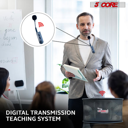 CC26- 5 Core Wireless Lavalier Microphone System with Power Amplifier 200 Watt PMPO Receiver Loud Speaker PA System Set Lapel Mic 2 in 1 for Teaching Speech Meetings Classroom Conference Seminar-5C APS - Likeshoppe 