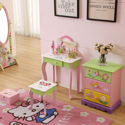 AY4- Kids Funnel Layla Girls Flower Vanity Set with Stool - Likeshoppe 