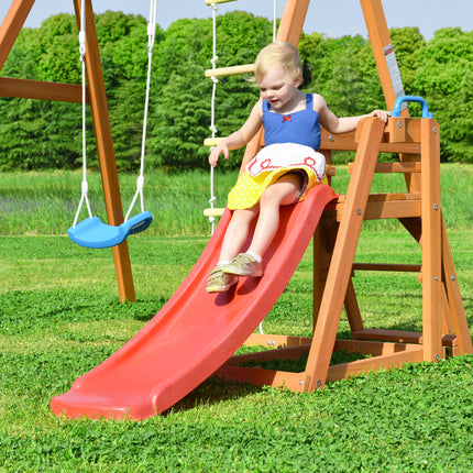 AZ3- Wooden Swing Set with Slide;  Outdoor Playset Backyard Activity Playground Climb Swing Outdoor Play Structure for Toddlers;  Ready to Assemble Wooden Swing-N-Slide Set Kids Climbers - Likeshoppe 