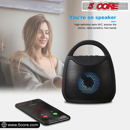CC24- 4" Portable Bluetooth Speaker Outdoor Wireless Mini 40W with Loud Stereo and Booming Bass, USB, FM, 10H Playtime, LED Party Lights, Water Resistant 5 Core - BLUETOOTH 13B - Likeshoppe 