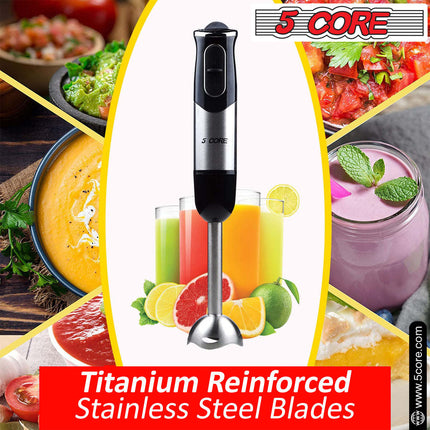 BQ1- 5 Core Handheld Blender, Electric Hand Blender 8-Speed 500W, Immersion Hand Held Blender Stick with Food Grade Stainless Steel Blades for Perfect Smoothies, Puree Baby Food & Soup - HB 1510 - Likeshoppe 