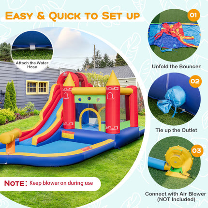 BC12- 9-in-1 Inflatable Bounce Castle with Water Slide and Splash Pool without Blower - Likeshoppe 
