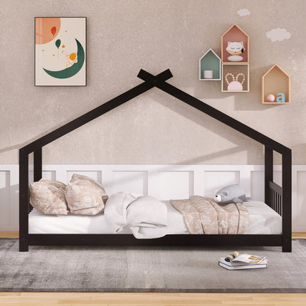 AS10- Twin Size House Bed Wood Bed - Likeshoppe 