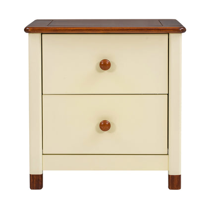 AW5- Wooden Nightstand with Two Drawers for Kids,End Table for Bedroom,Cream+Walnut - Likeshoppe 