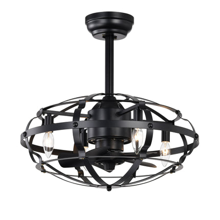 BU17- Hot Sell Industrial Ceiling Fan Light Kit for Living Room Bedroom Kitchen and Bladeless Caged Ceiling Fan with Lights - Likeshoppe 
