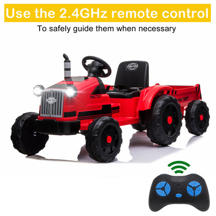 BH18-Toy Tractor with Trailer,3-Gear-Shift Ground Loader Ride On with LED Lights - Likeshoppe 