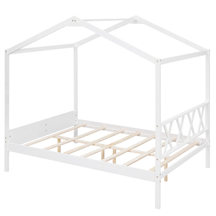AS27- Full Size Wood House Bed with Storage Space - Likeshoppe 