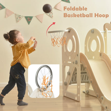 BB21- Kids Slide with Bus Play Structure; Freestanding Bus Toy with Slide for Toddlers; Bus Slide Set with Basketball Hoop - Likeshoppe 