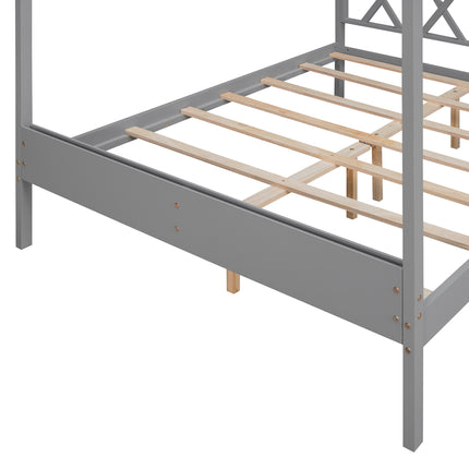 AS27- Full Size Wood House Bed with Storage Space - Likeshoppe 