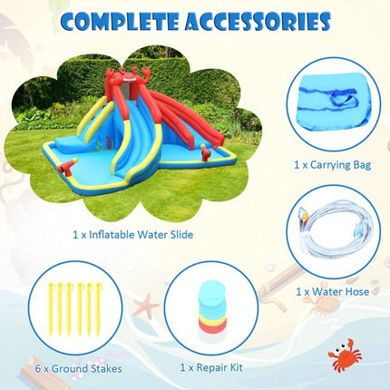 BC18- Inflatable Water Slide Crab Dual Slide Bounce House Without Blower - Likeshoppe 