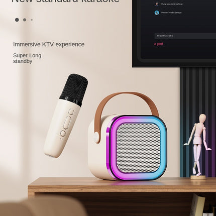 CC4- Karaoke Machine for Kids Adults,Mini Portable Blue-Tooth Karaoke Speaker with 2 Wireless Microphones and Dynamic Lights,Birthday Gift,Home KTV,Outdoor,Travel - Likeshoppe 