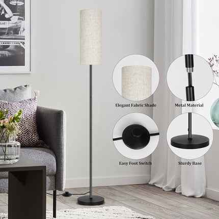 BU14- Floor Lamp for Living Room, Modern Standing Lamps with Lampshade, Minimalist Tall Lamp with Foot Switch for Living Room, Bedroom, Kids Room, Office(Bulb Not Included) - Likeshoppe 